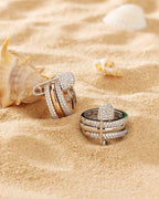 APM Ring - Monaco safety pin rings in tricolor, styled on sand