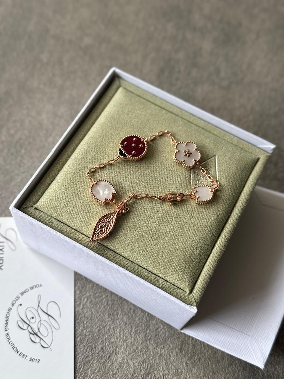 VCA Bracelet - Lady Bug, ladybird motif on rose gold in gift box