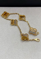 VCA Bracelet - tiger's eye clovers on yellow gold